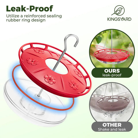 Leak-proof design of 2 Pack 16 Oz Hummingbird Feeders For Outdoors Hanging With 6 Bee Proof Feeding Ports Ant Moat Leak Proof Nectar Dispenser Easy Clean Jelly Oriole Bird Feeder Garden Decor Gift highlighted.