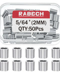 Heavy Duty Aluminum Crimp Loop Sleeve 5/64 Inch 2mm Cable Ferrules For Wire Rope Crimp Loops Durable Corrosion Resistant Easy To Use With Crimping Tool Pack Of 50 Pieces, 50-piece pack