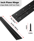 Heavy Duty 36 Inch Piano Hinges 0.047 Inch Thick Stainless Steel Black 2 Pack Continuous Hinge with dimensions shown