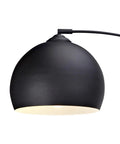 Close-up of black bell shade on Arc Floor Lamp With Faux Black Marble Base And Black Bell Shade For Living Room Office Dining Room And Bedroom Mid Century Modern Vibe With Ambient And Task Lighting On Off Foot Switch And A Long 78 Inch Cord