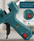Heavy Duty 100W Hot Glue Gun Kit With Fast Heat And 11mm Glue Sticks Support For Crafting And DIY Projects Full Size Pro Glue Gun Set For Quick Bonding Great For Home Crafting And School Projects, teal glue gun with ON/OFF switch