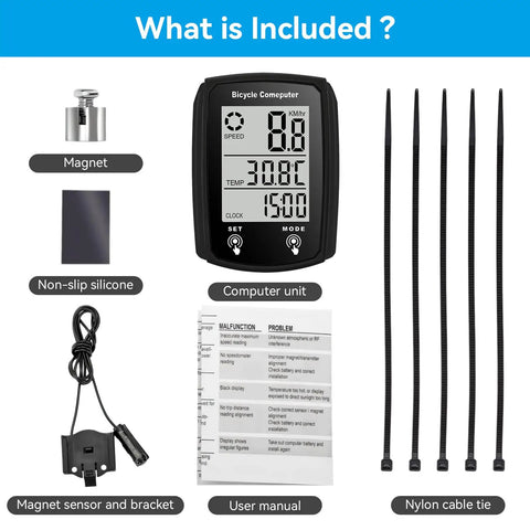Wired Bike Computer With Touch Sensor For Road, Mountain And Folding Bikes, Waterproof Bicycle Speedometer And Odometer Displaying Speed In MPH And KMH On A Big Digital LCD Screen With Auto Wake Up Ride Ready