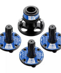 Built Tough PTO Quick Connect Quad Bundle For Tractors 35 To 130 HP Fast Attach With One Female Tractor Coupler And Three Male Implement Couplers Works With 3 Point Hitch Or Drawbar Implements, showing one female coupler and three male couplers.