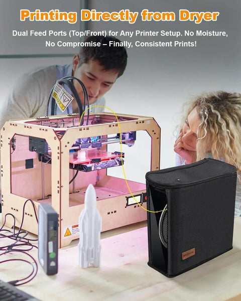 Active Print While Drying Filament Feeder And Dryer for 3D Printers with 25W Silent Warmer, dust proof, portable, optimized for PLA PETG TPU