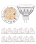 Front view of MR16 LED Light Bulbs 12 Pack, 50W Equivalent, 2700K Warm White, Instant Full Brightness, 5W Low Voltage 12V, Non-Dimmable