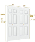 Top Tier 60X80 Bifold Closet Doors Raised Textured Six Panel Face White Primed Lightweight Hollow Core with dimensions 30x80.