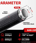 6AN 25 Ft PTFE Fuel Line Kit For LS Swap EFI E85 Nylon Stainless Steel Braided Fuel Hose cross-section diagram