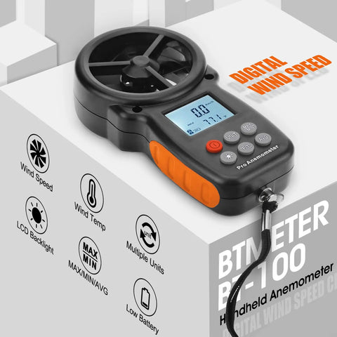 Handheld Anemometer Wind Speed And Airflow Gauge With Temperature And Wind Chill, Pro Grade Digital Meter For HVAC And Drones