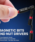 Close-up of S2 steel bit from All In One 86 Piece Magnetic Impact Nut Driver And Bit Set with text 'Magnetic Bits and Nut Drivers'.