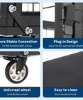 Heavy Duty Platform Cart With Detachable Cage 39 By 24 Inch Hand Truck, 2000 Lbs Capacity, Multi Functional Cage Cart For Warehouse And Luggage Moving, Foldable Fence Design For Easy Storage And Boss Level Versatility. Black steel cart wheel and frame details