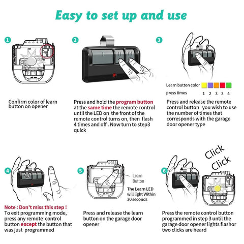 Instruction guide for Two Pack Replacement Garage Door Opener Remote For 893MAX Models Only Compatible With Chamberlain Sears Craftsman Openers
