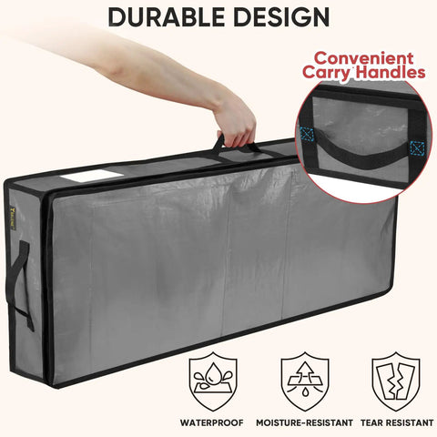 Soft Christmas Wrapping Paper Storage Bag 40 Inch Gift Wrap Organizer With Flexible Partitions And Pockets Durable PE Tarpaulin Grey