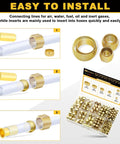 228 Piece Brass Compression Sleeve Ferrule Kit For One Eighth To One Half Inch Tubing, Six Tube Sizes For DOT Air Brake Lines