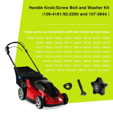Toro Compatible Handle Knob And Screw Bolt Washer Kit For Lawn Mowers And Snow Blowers Replacement Parts Fits Recycler Series