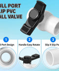 2 Inch Slip PVC Ball Valve Set With Double Socket Full Flow Port, Two-Pack 2'' Shut Off Valves With T-Handle features