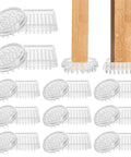 24 Pack Spiked Caster Cups For Furniture Protectors Clear Plastic Round And Square Cups With Studded Base, installed on wood furniture