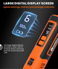 Close-up of the large digital display on Bad Boy 12V Cordless Rotary Tool Featuring 35000RPM Digital Display And 2000mAh Lithium Ion Battery.