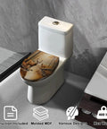 Toilet Seat Slow Close for Bathroom Replacement with deer print design, molded MDF, max weight 400 lbs, modern bathroom setting.
