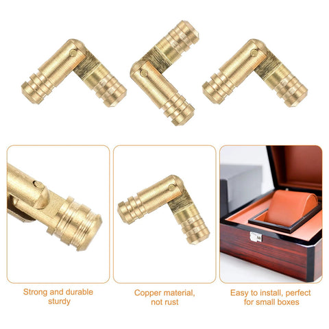 Invisible Brass Barrel Hinges For DIY Keepsake Boxes And Cabinets, 18 Pack Concealed Hinges 25x5mm, close-up of three hinges
