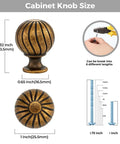 Antique Brass Cabinet Knobs Set, 12 Pack, 1 Inch Round Dresser Drawer Knobs With Raised Fluted Groove, size details shown