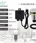 Garbage Disposal Sink Top Air Switch Kit With Brushed Nickel Brass Button, showing components and dimensions.