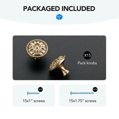 15 Pack One And One Fifth Inch Rustic Champagne Bronze Dope Finish Kitchen Cabinet Knobs and Drawer Handles, zinc alloy
