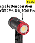 Underwater Photo And Video Light Beast 2500 Lumen COB LED With 120 Degree Wide Beam showcasing single button operation.