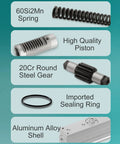 Components of Concealed Door Closer With Automatic Hydraulic Soft Close Damper and Hold Open for Doors Weighing 99 to 187 Lbs