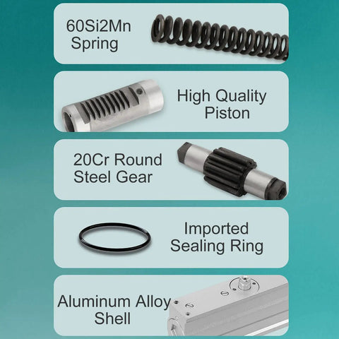 Components of Concealed Door Closer With Automatic Hydraulic Soft Close Damper and Hold Open for Doors Weighing 99 to 187 Lbs