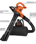 3 In 1 Backpack Leaf Blower Vacuum Mulcher With PowerBoost 250 MPH Airflow And 400 CFM For Lawn Care with flexible tube and bag