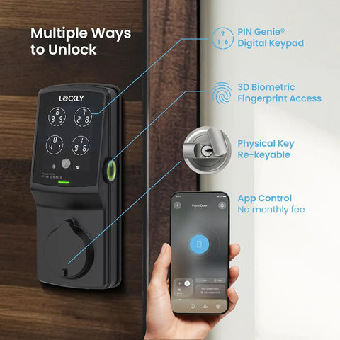 Badass Smart Deadbolt With Integrated Wifi Hub Featuring Quick Biometric Scanner And Rolling Digit Keypad For Smooth Keyless Entry Zero Monthly Costs Or Any Type Of Security Drama