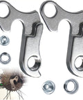 Universal Bicycle Derailleur Hanger For Road And MTB Bikes Aluminum Alloy Durable Replacement Fits Road Mountain Cyclocross And Hybrid Frames Adjustable To Different Frame Sizes Long Lifespan Built Tough And Easy Install, 2-pack with accessories