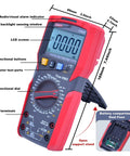 Pro Grade Digital Multimeter With TRMS 6000 Counts Reads 1000V AC DC, showing buttons, dial, and battery compartment open.