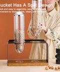 Triple Head Countertop Cereal Dispenser Delivering Hella Spacious 12 Liter Storage For Nuts Candy And Grains on a kitchen countertop.