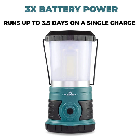 Beast 1500 Lumen Rechargeable LED Lantern With 12000mAh Power Bank, 360 Degree COB Lighting For Blackouts, Storms, Teal