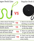 Comparison of Fast Docking Bungee Dock Lines For Jet Ski PWC Seadoo WaveRunner Pontoon And Bass Boat with regular dock line.