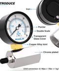 Two Inch Steel Double Graduated Air Test Pressure Gauge with Chrome Plated Iron Brass Construction and FNPT Connection
