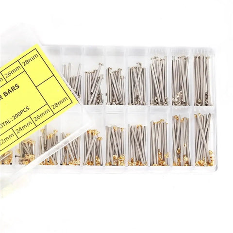 Watch Bracelet Repair Kit With Rivet Screws Spring Bars Ceramic Link Pins Assortment Set in labeled case compartments