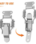 Grab These Awesome 4 Pcs Iron Spring Toggle Latch Clamps For Your Industrial Toolboxes With Duckbill Shock Absorption To Keep Gear Safe And Secure During Rough Hauls. Two angles of heavy-duty iron toggle latch clamp.