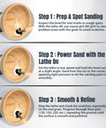 Instructions for using Bowl Sander Tool Kit For Woodturning With Double Bearing Holder And 1 Inch And 2 Inch Hook And Loop Discs