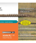 Hardcore Exterior Grade Timber Screws Four Inch Heavy Duty Wood Fasteners With Double Barrier Coating And Wide Washer Head Built Like A Tank For Rough Job Sites And Drives Dead Nuts Tight Pack Of Fifty on packaging