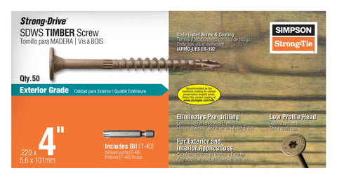 Hardcore Exterior Grade Timber Screws Four Inch Heavy Duty Wood Fasteners With Double Barrier Coating And Wide Washer Head Built Like A Tank For Rough Job Sites And Drives Dead Nuts Tight Pack Of Fifty on packaging