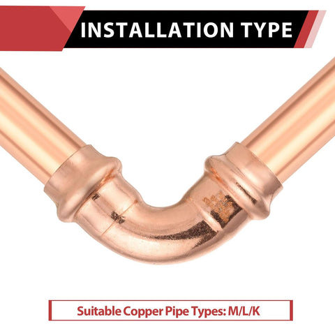 Pack of 10 EFIELD copper press-fit 1/2 in 90-degree elbow fittings for copper tube connection