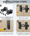 Installation steps for 3 Pack Barn Door Lock Kit Stainless Steel Gate Flip Latch for cabinets and sliding doors.