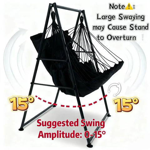 Ultra Cozy Hammock Chair Set With Foldable Anti Tip Stand X Large Swing Chair And Footrest Weatherproof Iron Frame 450 Lb Capacity Quick Assembly For Indoor Outdoor Relaxing with swing guidelines