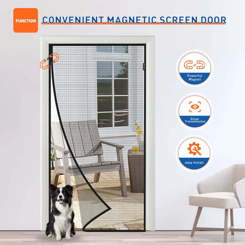 Magnetic Screen Door For 32 x 80 Inch Doors Actual Screen Size 34 x 81 Inch Heavy Duty Side Opening Mesh Curtain With Strong Magnets