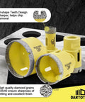 DARTOTEK 10-piece diamond core drill bit set; yellow tile hole saw kit for porcelain, ceramic tile