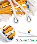 Close-up of 16 Ft Rope Fire Escape Ladder For 2 Story Homes showing hooks and sturdy ladder material