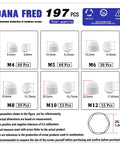 197 Piece White Plastic Bolt Covers Set For Hex Bolts M4 To M12 Protective Caps For Screws And Nuts size chart with measurements