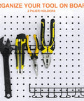 Sixteen Piece Pegboard Hook Set That Fits One Eighth And One Quarter Inch Boards With A Two Prong Grab Design displayed on pegboard